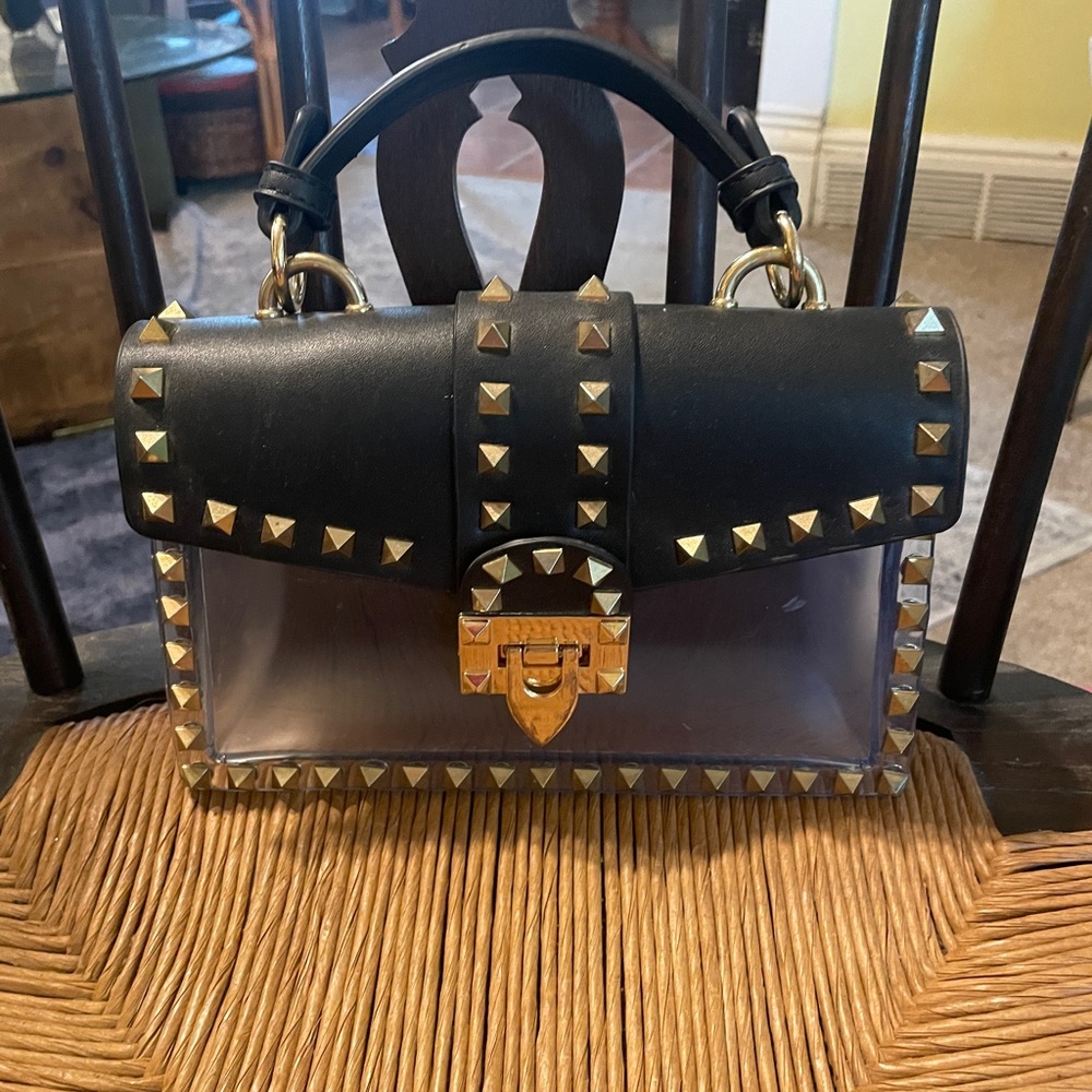 Studded Black and Gold Handbag